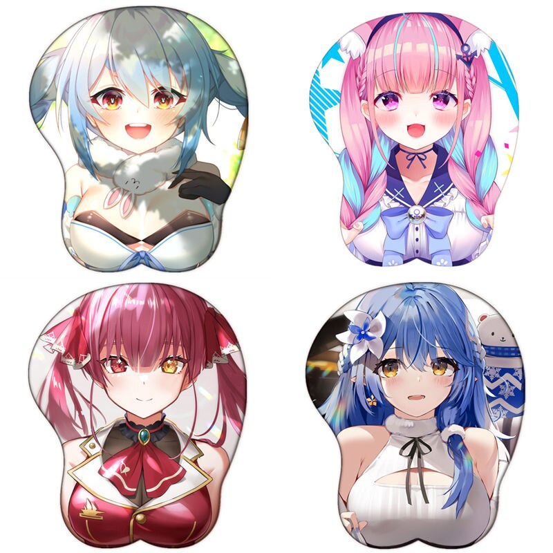 Gaming Virtual Youtuber Hololive Cute Anime 3D Gamer Kawaii Sexy Oppai Mousepad Silica Gel Wrist Rest Mouse Pad