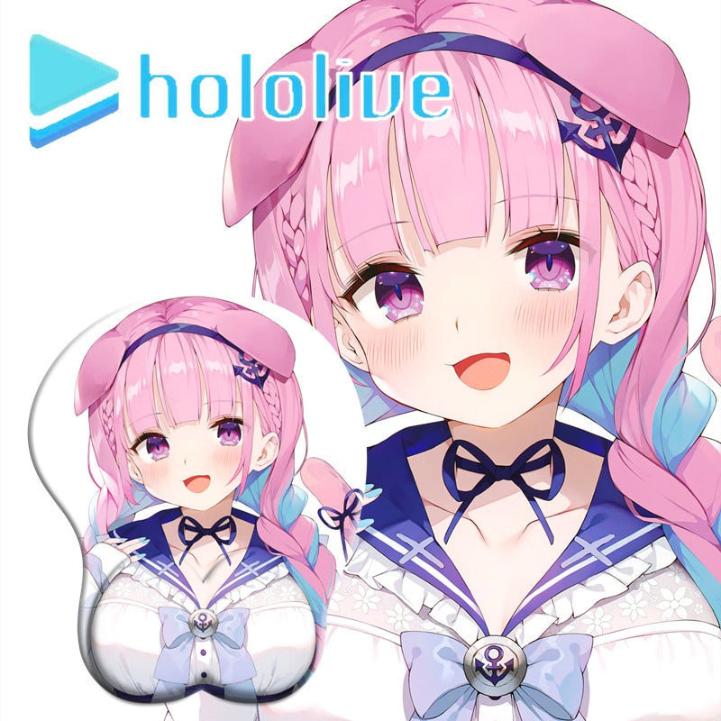 Hololive Minato Aqua  Boobs Mousepad with Wrist Rest Mouse Pad Cute Anime 3D Oppai Silicone Gel Gaming Big Breast Desk Mat