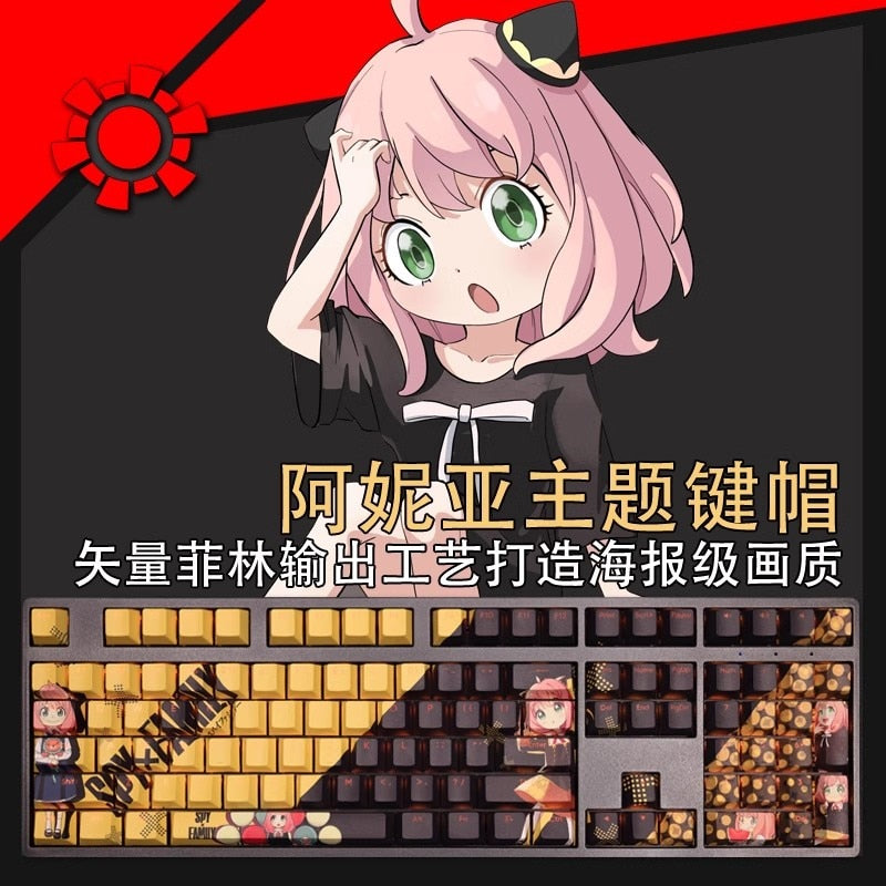 108 Keys/set SPY×FAMILY Anya Forger Keycap PBT Dye Sub Backlit Keycaps Cartoon Anime Gaming Key Caps For ANSI 61 87 104 108