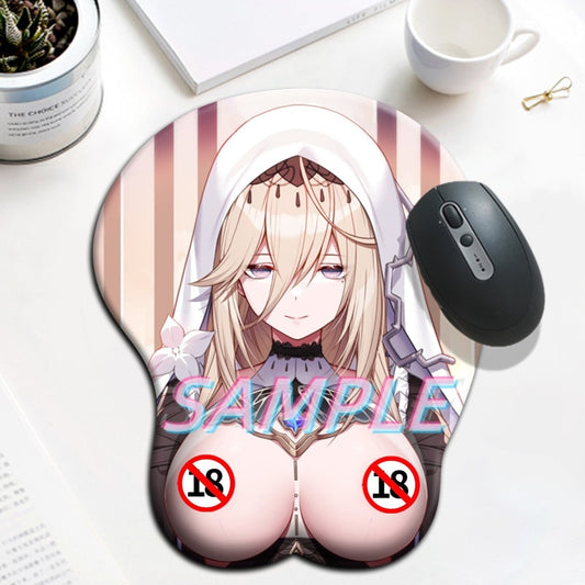 Tapis de souris Honkai Impact Aponia Nun Girl Sexy Gros seins Gamer Anime Repose-poignet mignon 3D Oppai Tapis de souris en gel de silicone