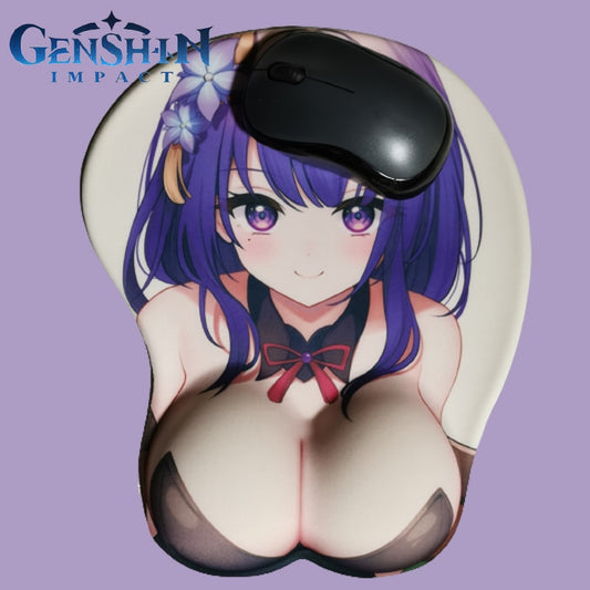 Genshin Impact Raiden Shogun 3d Mouse Pad Soft Silica Gel Mouse Keyboard Pad Gamer Anime Yae Miko Keqing Desk Mat Wrist Rest