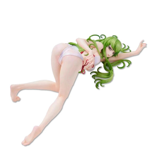 28CM Japanese Character Anime C.C. Figure CODE GEASS Lelouch of the Rebellion Sexy Swimsuit Kneeling Model Toys PVC Static Doll
