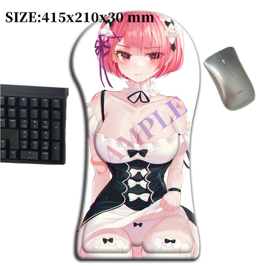 Re Zero Ram Whole Body Mouse Pad Sexy Oppai Gaming Pad 3D Large Arm Wrist Rest Anime Gamer desk mat