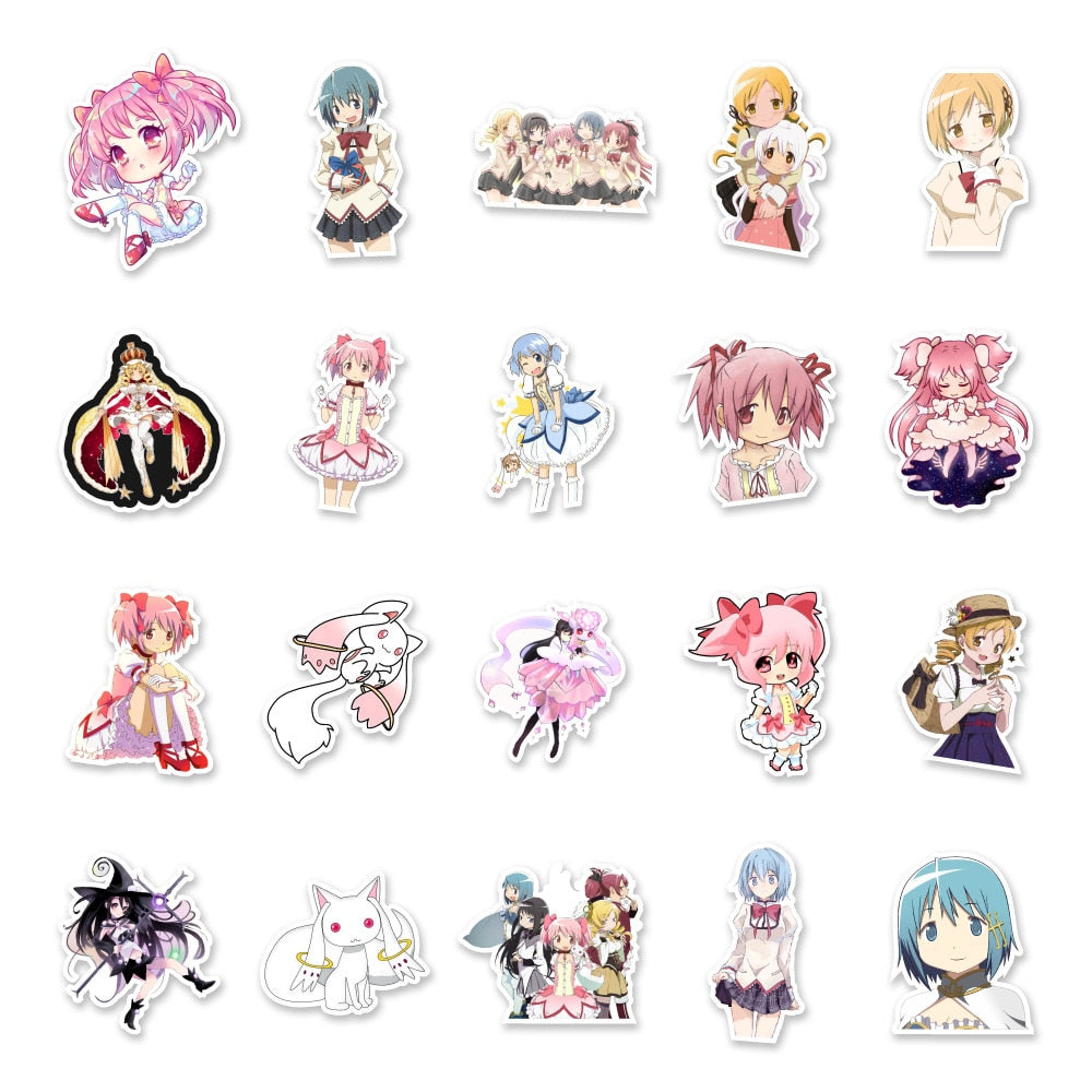 50PCS Anime Madoka Magica Cute Stickers | Anime Character Sticker for Luggage Laptop Ipad Gift Motorcycle Waterproof Sticker