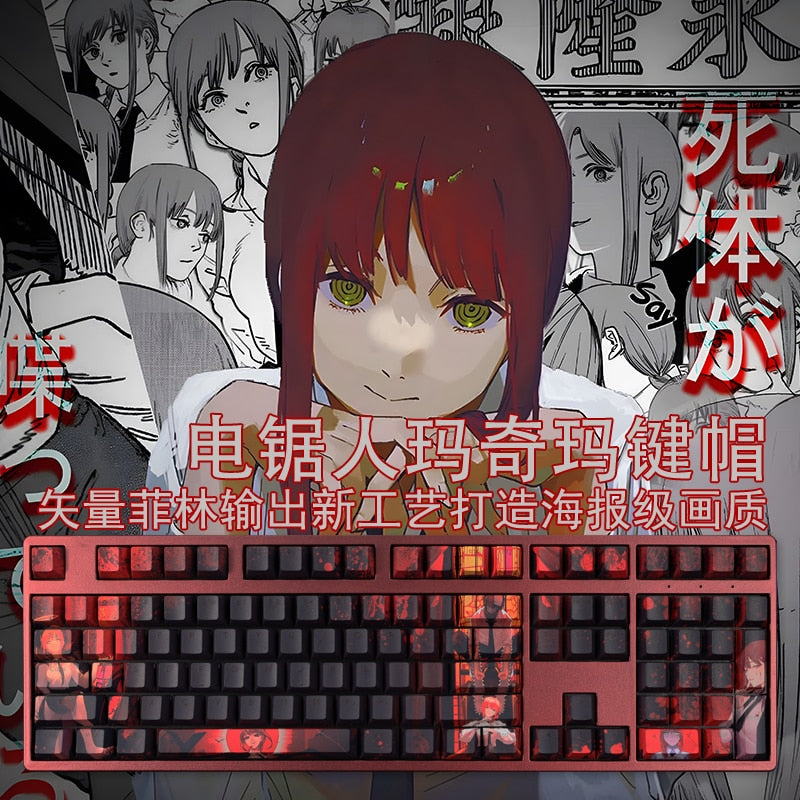 108 Keys PBT Dye Subbed Keycaps Two Dimensional Cartoon Anime Gaming Key Caps OEM Profile Backlit Keycap For Chainsaw Man Makima