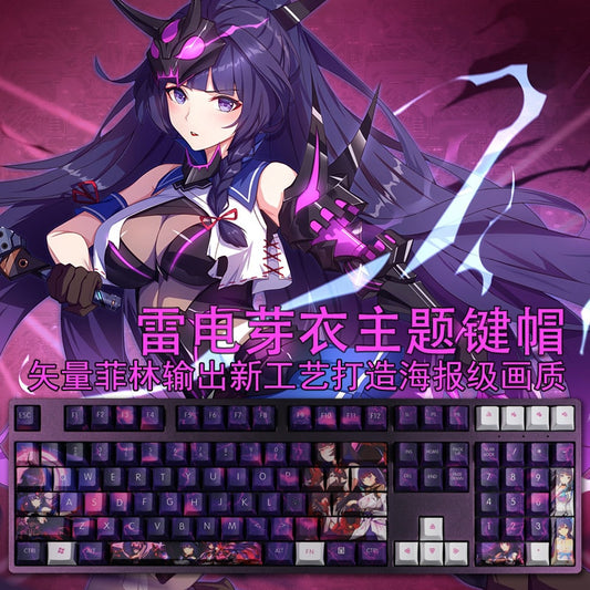 108 Keys/set PBT Dye Subbed Keycaps Cartoon Anime Gaming Key Caps Cherry Profile Keycap For Honkai Impact 3 Raiden Mei