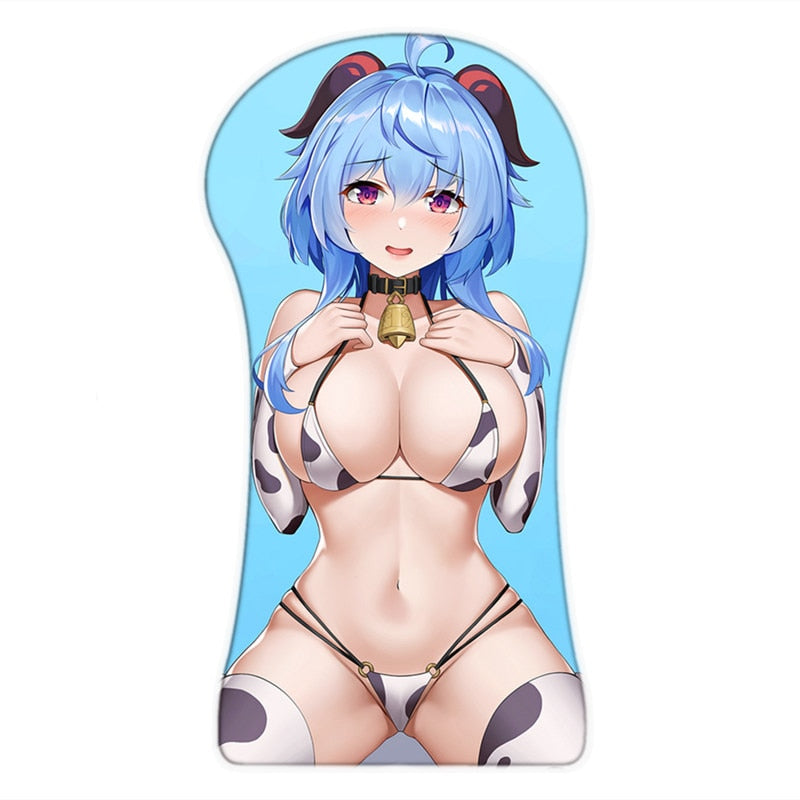 Tapis de souris Genshin Impact Ganyu mignon 3D grand corps entier repose-bras créatif repose-poignet Anime Sexy Ass Oppai tapis de souris