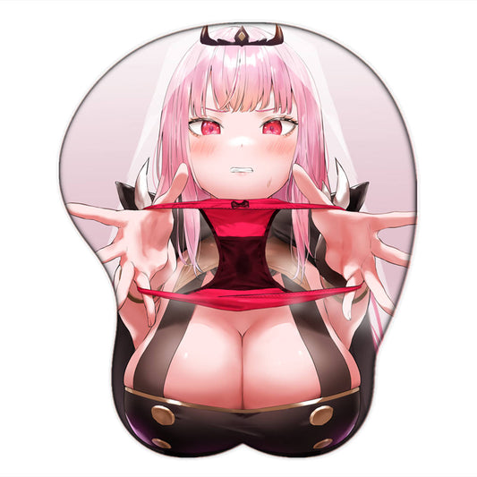 Tapis de souris Hololive Sexy Oppai Mori Calliope Tapis de souris mignon Oppai Repose-poignet en gel de silice Anime 3D Gamer