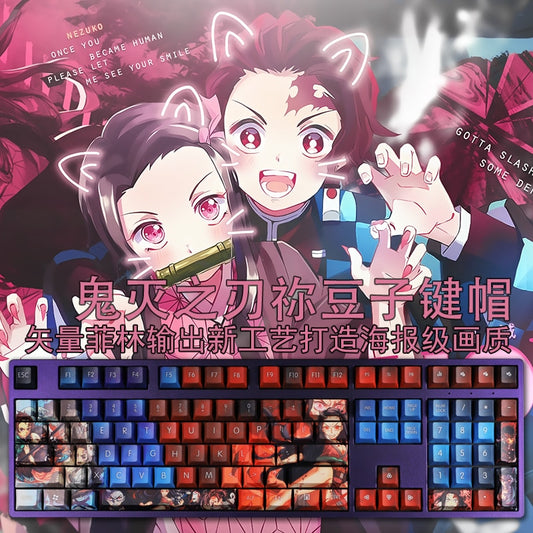 108 Keys/set PBT Dye Subbed Keycaps Cartoon Anime Gaming Key Caps Cherry Profile Keycap For Demon Slayer Kamado Nezuko