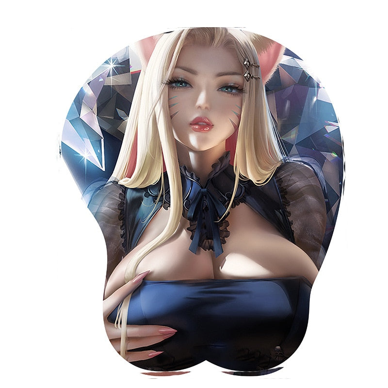 Ahri Sakurajima Mai 3D Mouse Pad Mouse Mat with Wrist Rest Silicone Laptops Computer Mouse Pad Work Office Gaming Desk Mat Gift
