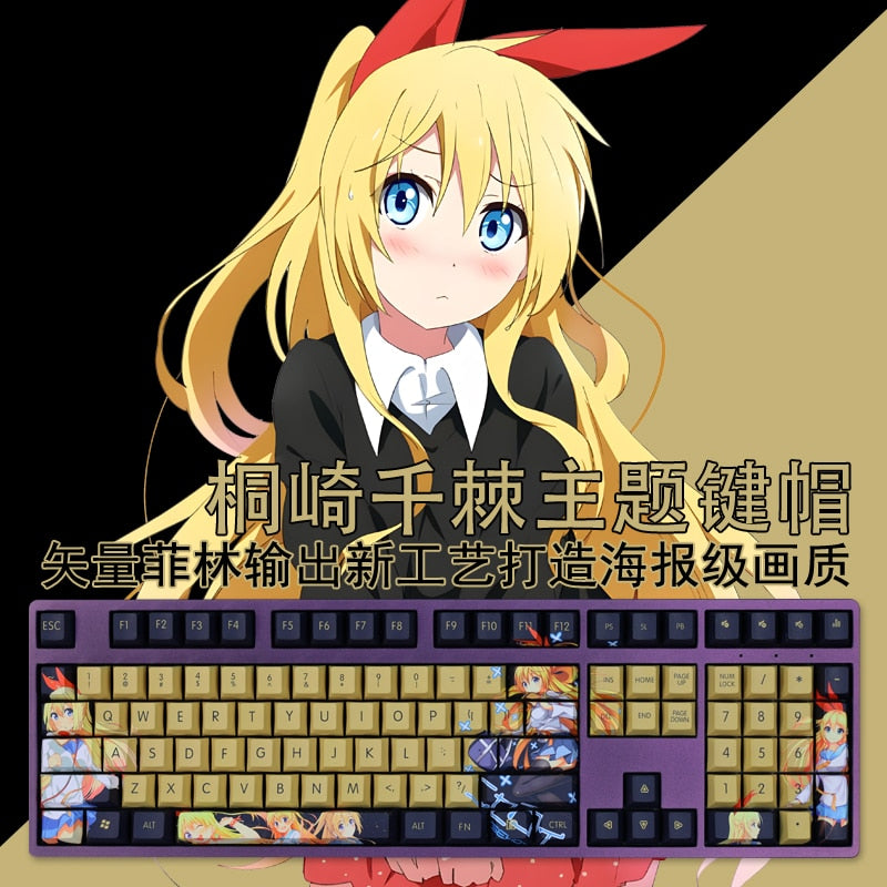 1 Set PBT Dye Subbed Keycaps 2 Dimensional Cartoon Anime Gaming Key Caps Cherry Profile Keycap For Pseudo Love Kirisaki Chitoge