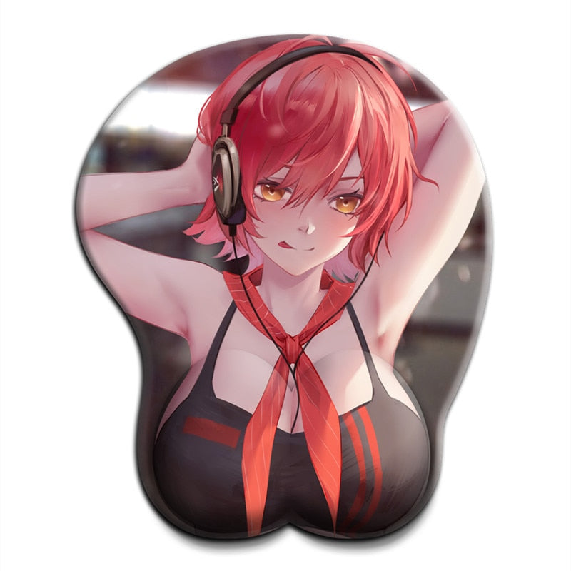 Arknights 3D Boobs Mouse Pad Exusiai Kawaii Anime Sexy Ark Mousepad with Wrist 3D Big Oppai Silicone Gel Desk Mat