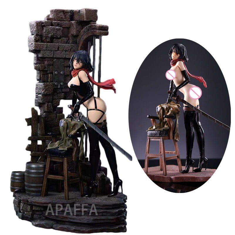 30cm Attack on Titan Sexy Anime Figure Mikasa Ackerman Action Figure Levi Ackerman Shingeki no Kyojin Figurine Model Doll Toys