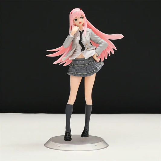 18cm DARLING in the FRANXX 02 Anime Sexy Girls Figure School Uniform Zero Two Action Figure Adult Colletible PVC Model Toys Gift