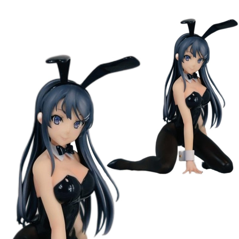 Anime Sakurajima Mai Figure Resin Sexy Bunny Girl Black Silk Detachable Model Toy Kneeling Posture Doll Gift Collect Ornaments