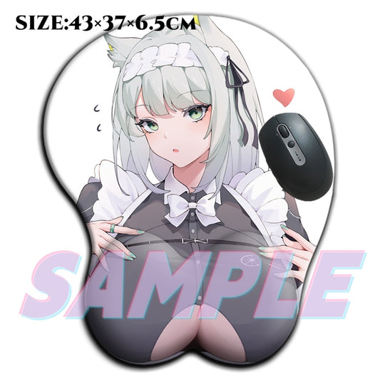 Arknights Kaltsit 3D Mouse Pad Oversized Boobs Sexy Big Breasts Soft Silicone Oppai Anime Gamer Desk Mat Kawaii Desk Pad