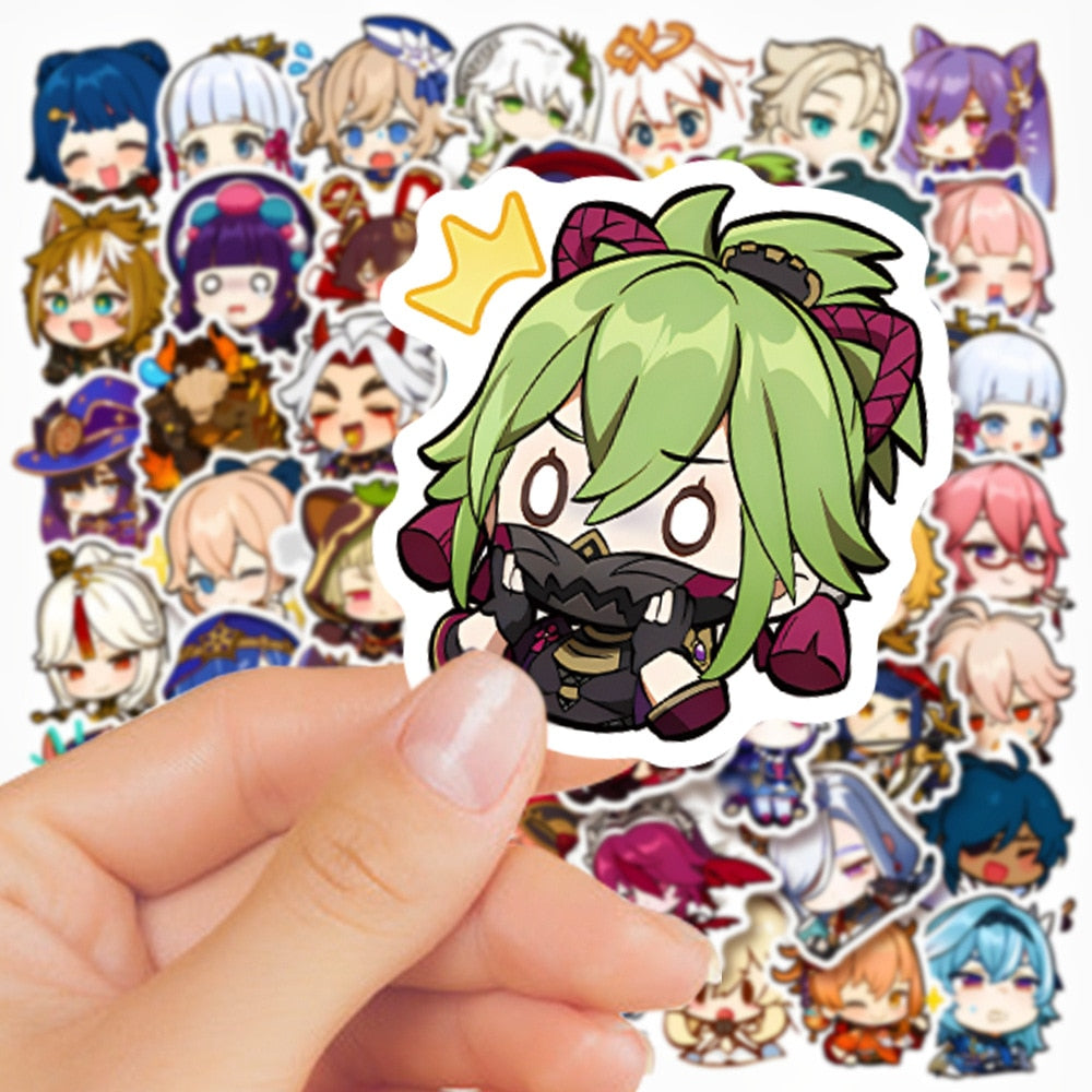 50/100pcs Cute Genshin Impact Stickers, Anime Gaming Sticker