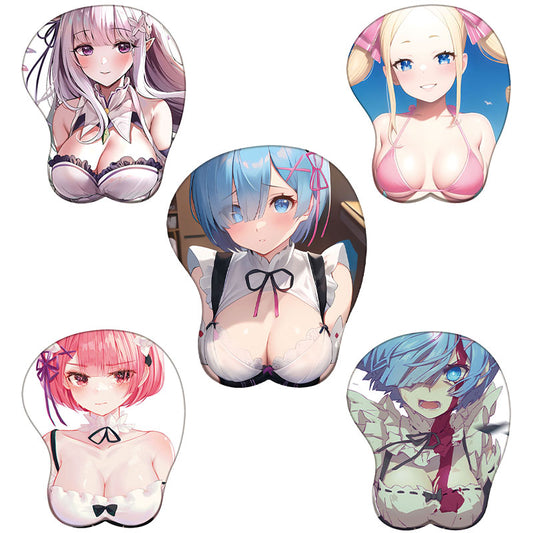 Anime Rem Emilia 3D Silicone Mousepad Re:ZERO Starting Life In Another World 3D Wristband Mouse Pad Sexy 3D Wrist Rest Mouse Mat