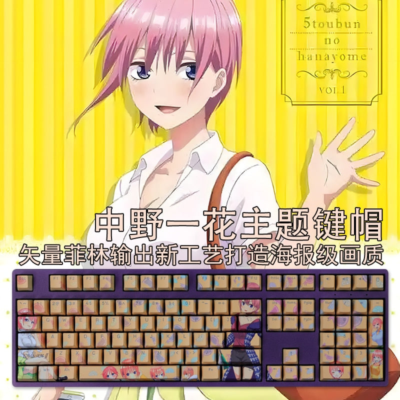 108 Keys PBT Dye Subbed Keycaps Two Dimensional Cartoon Anime Gaming Key Caps OEM Profile Backlit Keycap For Nakano Ichika