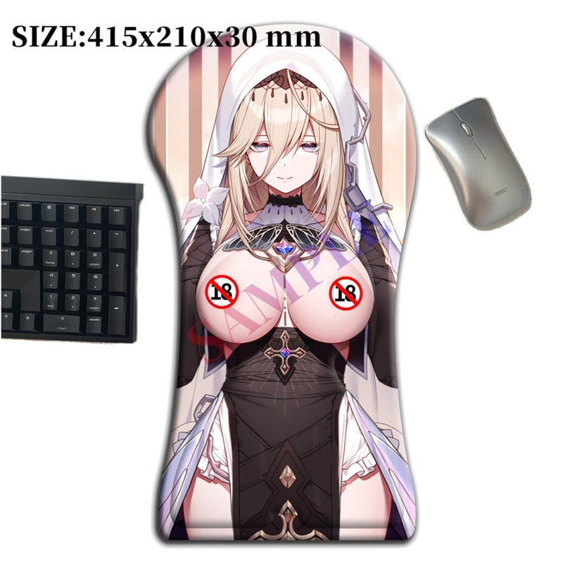 3D Whole Body Large Mouse Pad 415mm Honkai Impact Aponia gamer Arm Wrist Rest Anime Sexy Oppai gaming Pad