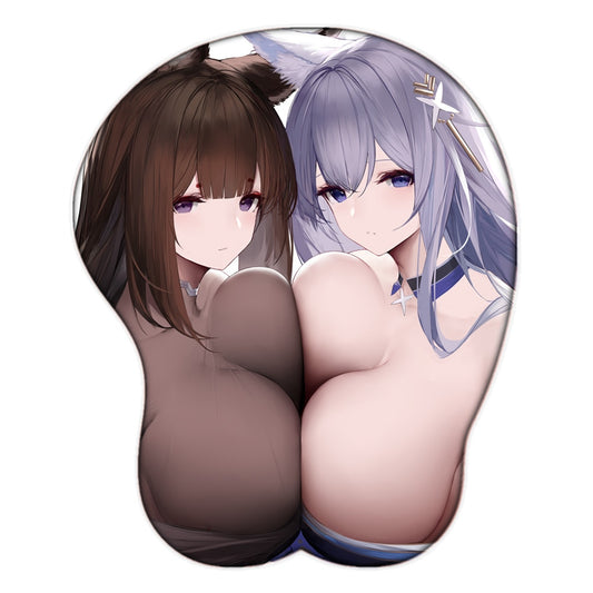 Azur Lane Shinano Amagi Sexy Big Breast Mouse Pad 3D Cute Oppai Mousepad with Soft Wrist Rest Silicone Non-slip Mat