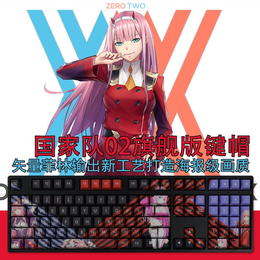 108 Keys/set 5 Sides PBT Dye Subbed Keycaps Cartoon Anime Gaming Key Caps Cherry Profile Keycap For Darling in the Franxx