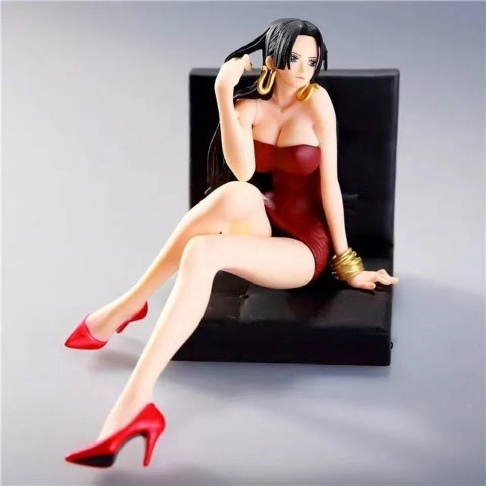 Anime Action Figures Boa Hancock Sitting Posture Sofa Slap Hair Tight Skirt Car Doll 12cm PVC Collection Birthday Model Doll Toy