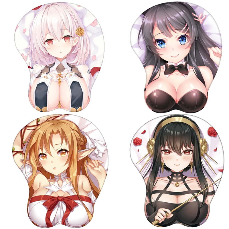 Sexy 3D Stereo Mouse Pad with Wrist Anime SPY X Family Azur Lane Sakurajima Mai Silicone Soft Mouse Mat Computer Gaming Pads