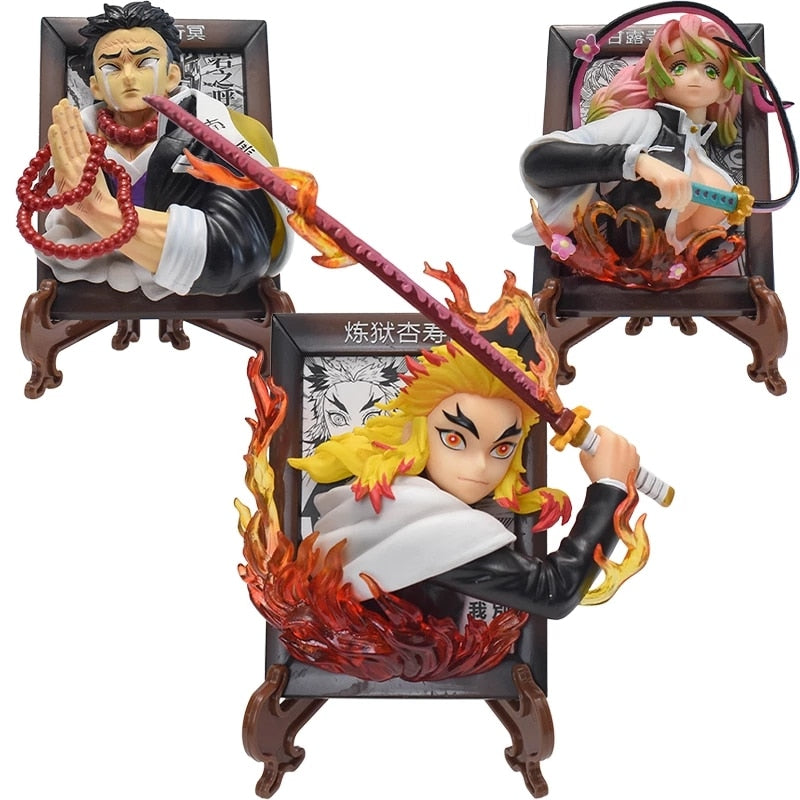 13CM Hot Anime Figure Demon Slayer Corps Photo Frame Kyoujurou Mitsuri Gyoumei Model Dolls Toy Gift Collect Boxed PVC Material