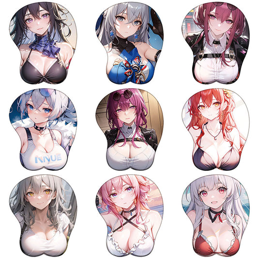 Kafka March 7th Silver Wolf Seele 3D Silicone Mousepad Honkai Star Rail 3D Wristband Mouse Pad Game Sexy 3D Wrist Rest Mouse Mat