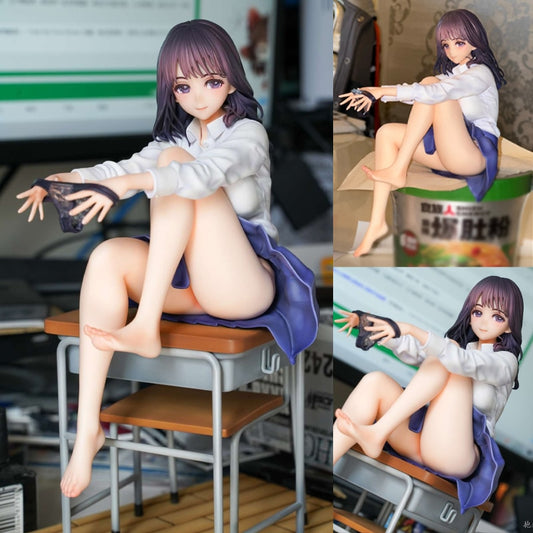 25CM  Japanese Anime Wind Blown After Class Sexy Girl Figure Pvc Action Figure toys Hentai model doll gift