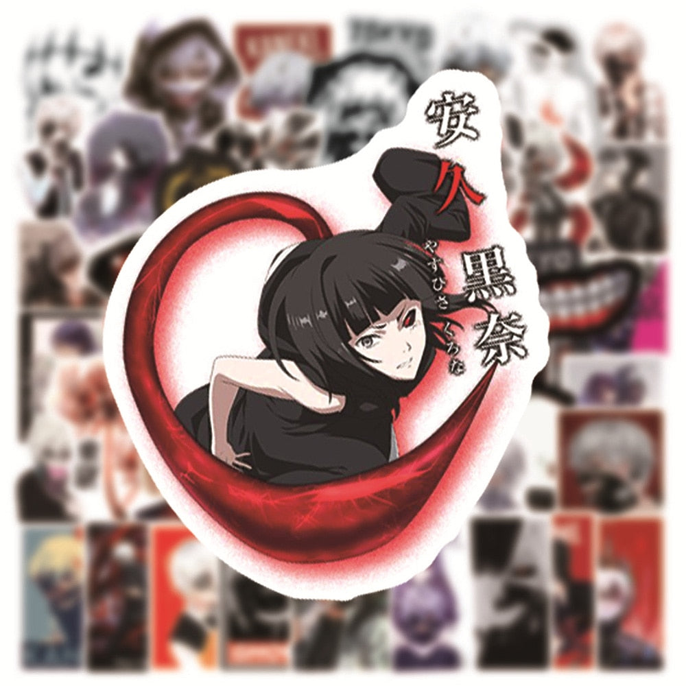 50pcs Anime Tokyo Ghoul Stickers |Kaneki stickers for Laptop Skateboard Car Waterproof Cool Stickers