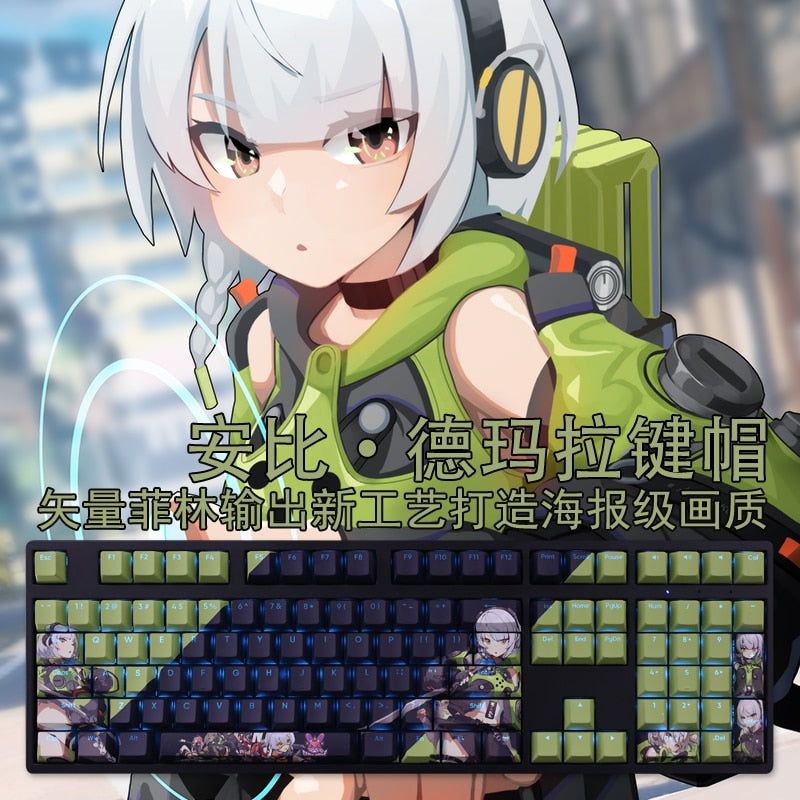 108 Keys PBT Dye Subbed Keycaps Cartoon Anime Gaming Key Caps Cherry Profile Backlit Keycap For Zenless Zone Zero Anby Demara