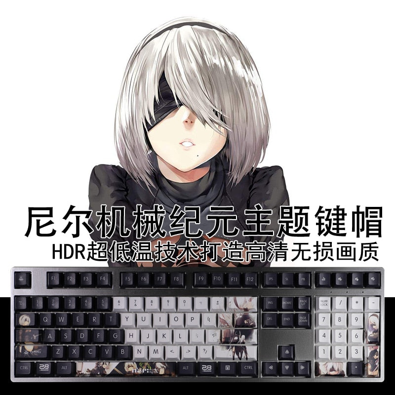 108 Keys/set PBT Dye Subbed Keycaps Cartoon Anime Gaming Key Caps Cherry Profile NieR 2B Keycap For ANSI 61 87 104 108 Keyboards