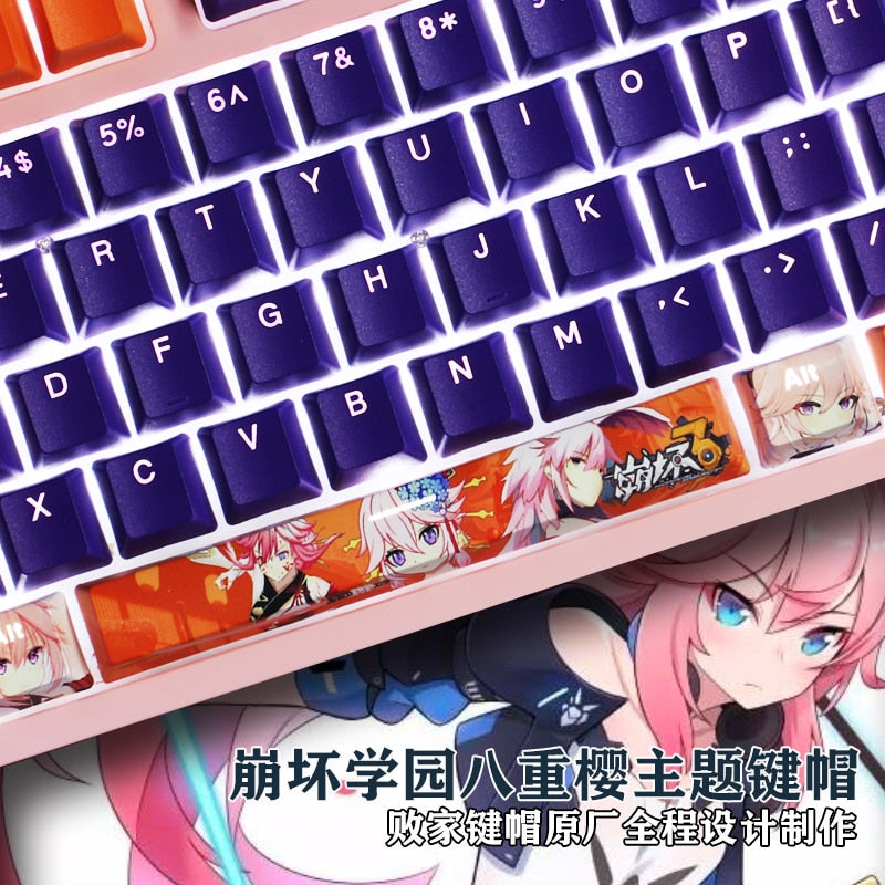 108 Keys PBT 5 Sides Dye Subbed Keycaps Cartoon Anime Gaming Key Caps Yae Sakura Backlit Keycap For Houkai Gakuen 2 MmiHoYo