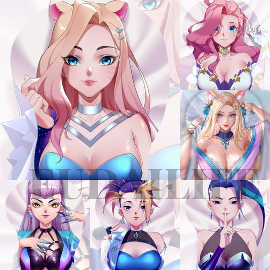 LOL KDA All Out Ahri Kaisa Evelynn Akali Seraphine 3D Hand Wrist Rest Mousepad Gaming Silicone Mouse Pad Mat Oppai Otaku Gift