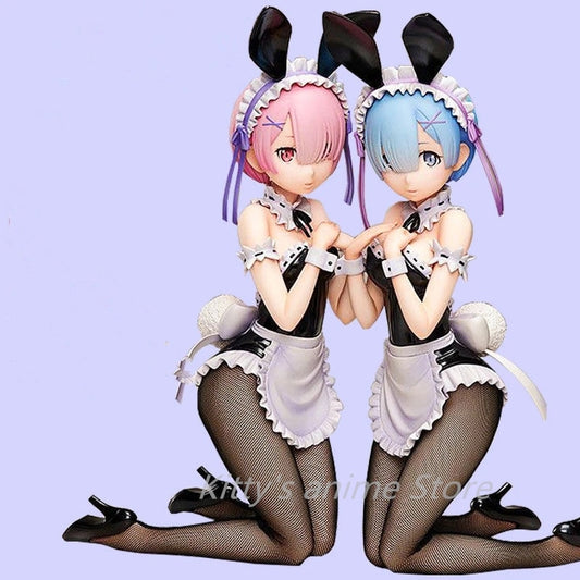 29CM Big Size Re:Life In A Different World From Zero Rem Ram Maid Outfit Bunny Girl Action Figure Toys Sexy Girl Anime Model Toy