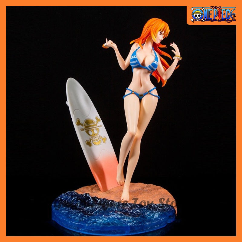 30cm One Piece Nami Figure Anime Figures Swimsuit Sexy Beach Surf Bikini Girl Action Figurine PVC Model Collection Statue Gift