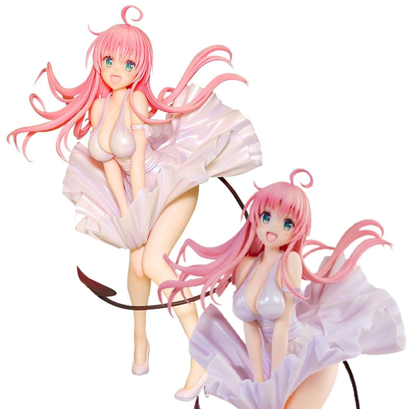 23CM Sexy Lala Satalin Deviluke Anime To LOVE Figure Cute Little Devil White Dress Soft Model Toys PVC Girls Adult Gift Doll