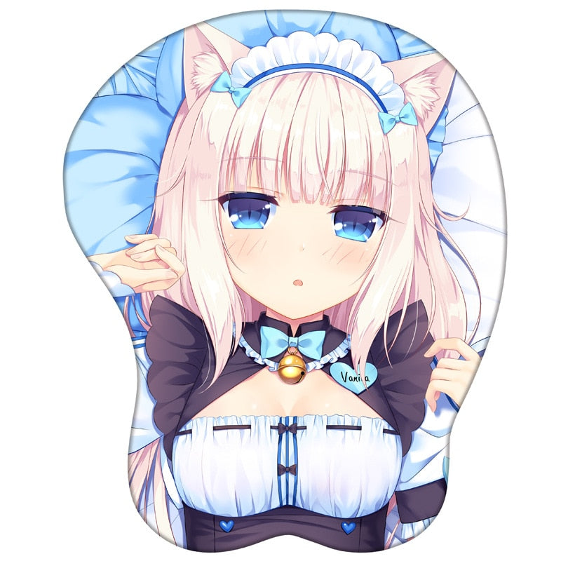 NEKOPARA Vanilla 3D Mouse Pad Breast Anime Cartoon Mousepad Silicone Hand Wrist Rest Support Mouse Mat Otaku Gift Gaming