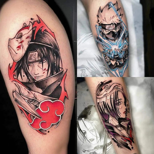 20pcs Waterproof Anime Naruto Tattoos Draken Cosplay Sticker Kakashi Itachi Temporary Tattoo Sticker Dragon Halloween Accessorie