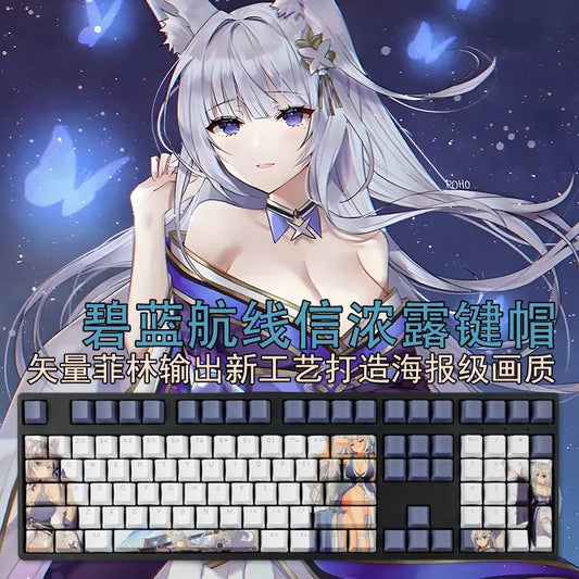 108 Keys/set 5 Sides PBT Dye Subbed Keycaps Cartoon Anime Gaming Key Caps Backlit Keycap For Azur Lane