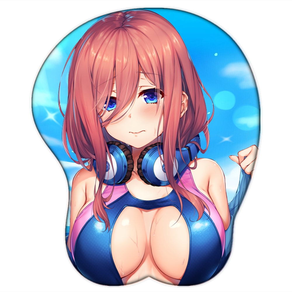 Go-toubun No Hanayome Nakano Miku Anime Sexy Big Breast 3D Mouse Pad with Wrist Oppai Silicone Gel Manga Cute Pad Boobs Mat