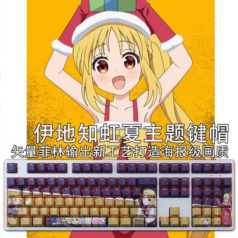 108 Keys PBT Dye Subbed Keycaps Cartoon Anime Gaming Key Caps BOCCHI THE ROCK Ijichi Nijika Backlit Keycap For ANSI Layout