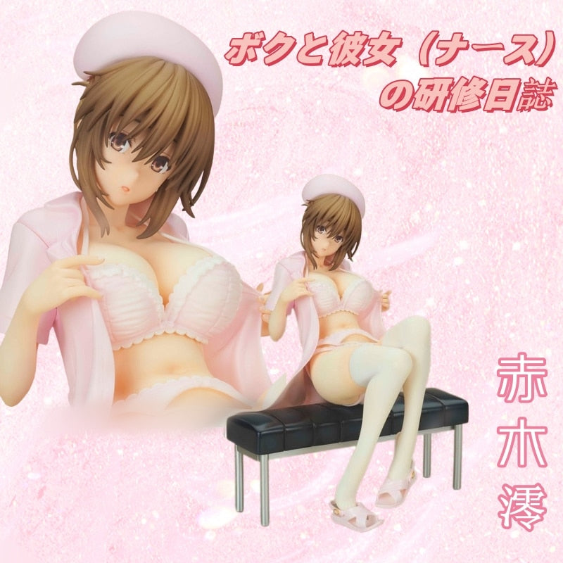 23cm Lechery Boku To Nurse No Kenshuu Nisshi Mio Akagi Action Figure Japanese Anime Sexy Girl Doll Figurine PVC Model Toys Gifts