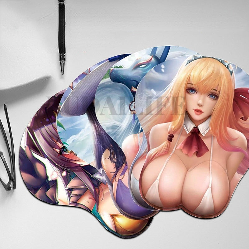 Anime Sexy Girl 3D Mouse Pad Mouse Mat with Wrist Rest Silicone Laptops Computer Mouse Pad Work Office Gaming Desk Mat Gift