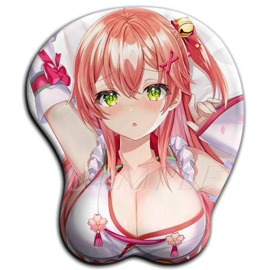 Hololive Sakura Miko 3D Oppai Mouse Pad Kawaii Anime Gaming Mousepad with Soft Silicone Wrist Rest for Pc Gamer