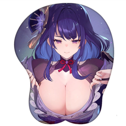 Stormpike 3D Mouse Pad with Wrist Rest Genshin Impact Raiden Shogun Soft Silicone Sexy Girl Anime Girl Big Oppai Mouse Pad