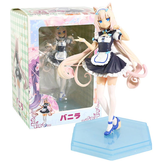 Figurine de dessin animé NEKOPARA Vanille Chocolat 18CM PVC Kawaii Maid Modèle Figurine statique Jouets pour enfants Bureau Cadeau Ornement