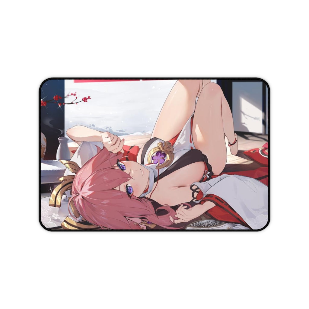 Genshin Impact Sexy Mousepad - Yae Miko Gaming Desk Mat - Ecchi Playmat